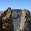 Beautiful rock formations litter the view at the top of the Lost Mine trail