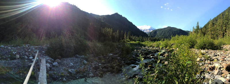 Crossing Ipsut Creek on the Wonderland Trail.