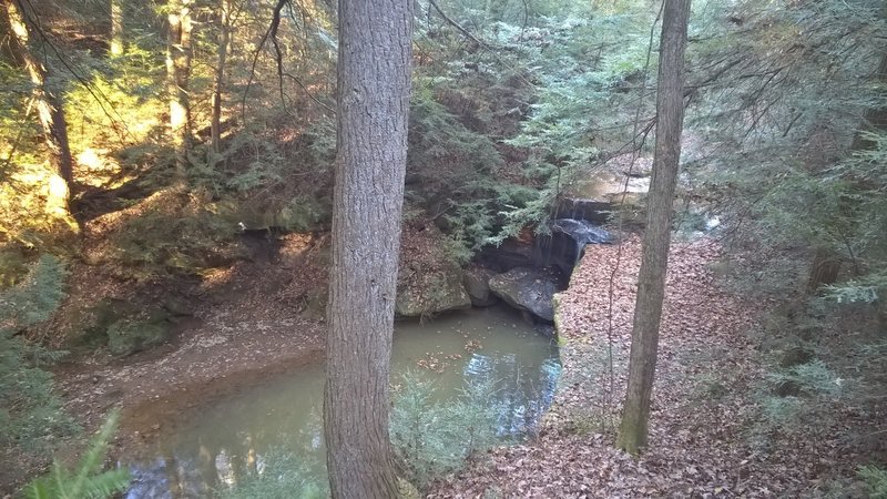 A view of the waterfall from the Boord State Nature Preserve Trail.