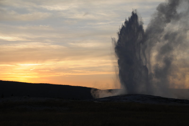 Old Faithful at Sunset