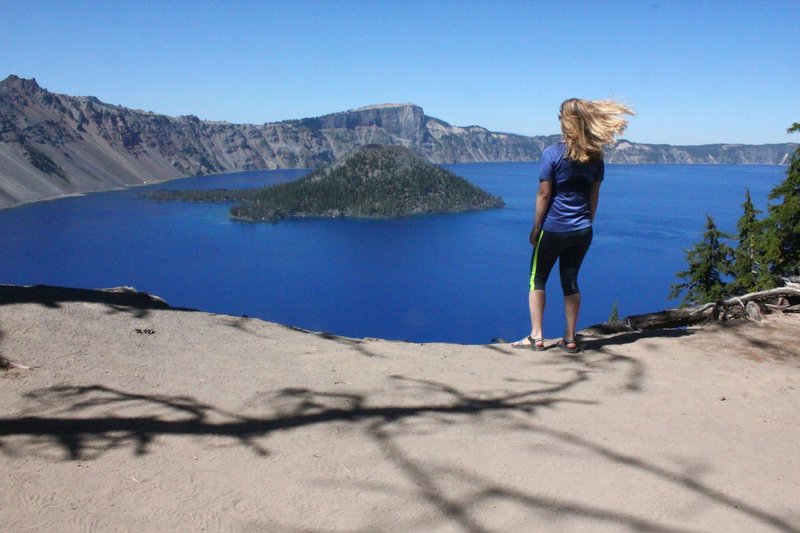 Admiring Wizard Island from the Garfield Peak Trail.