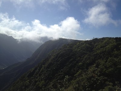 The ridgeline above the valley.