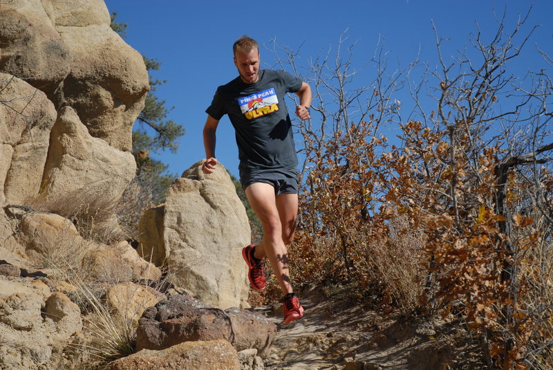 Navigating through the sandstone bluffs.