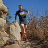 Navigating through the sandstone bluffs.