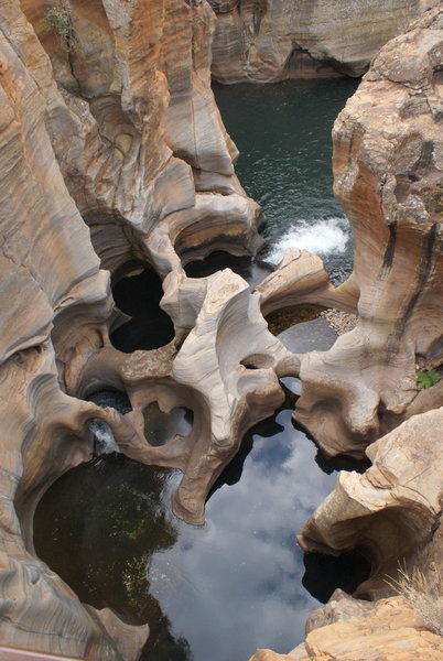 The view of the Bourke's Luck Potholes. The potholes are a pretty interesting rock formation caused by the running water.