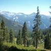 View of the Sphinx, Avalanche Pass, and Mt. Palmer from the Copper Creek Trail, overlooking Tent Meadow