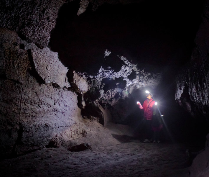 The darkness in the Ape Cave is both unearthly and exciting.