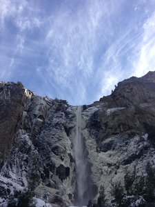 Bridal veil falls on a beautiful winter day as seen from the trail of the same name.