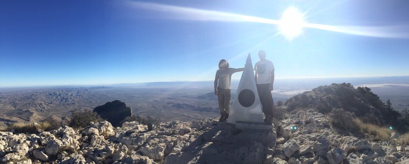 At the summit of Guadalupe Peak with my brother after ascending the trail of the same name.