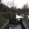 Looking at the downstream gate of Lock 60 from the pedestrian bridge.