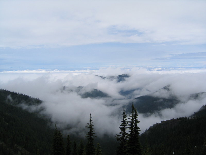 Cloudy hills.