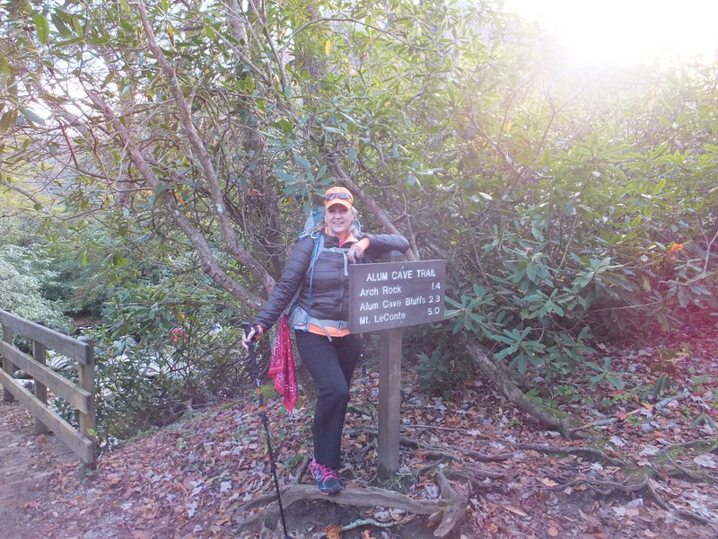 Frannie at the Alum Cave Trailhead.