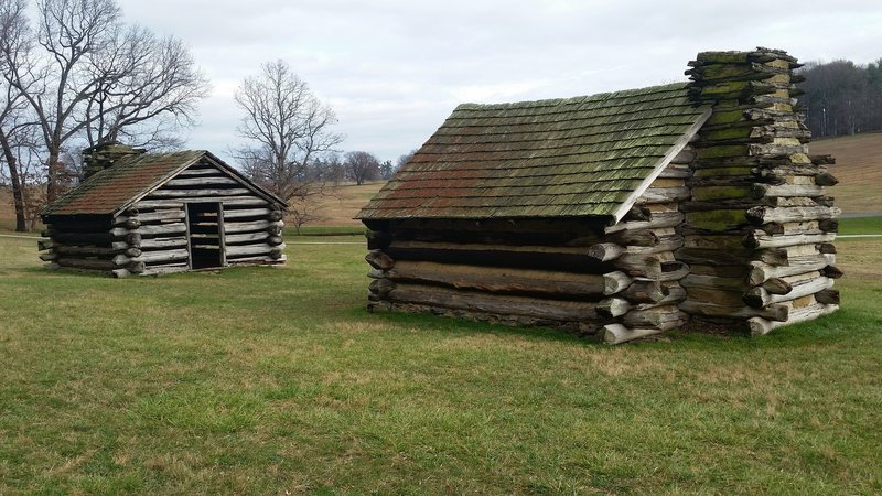 Recreation of soldier huts used during the winter encampment of 1777-1787