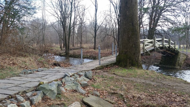 Bridge over Valley Creek.  Much of the trail is large pavers