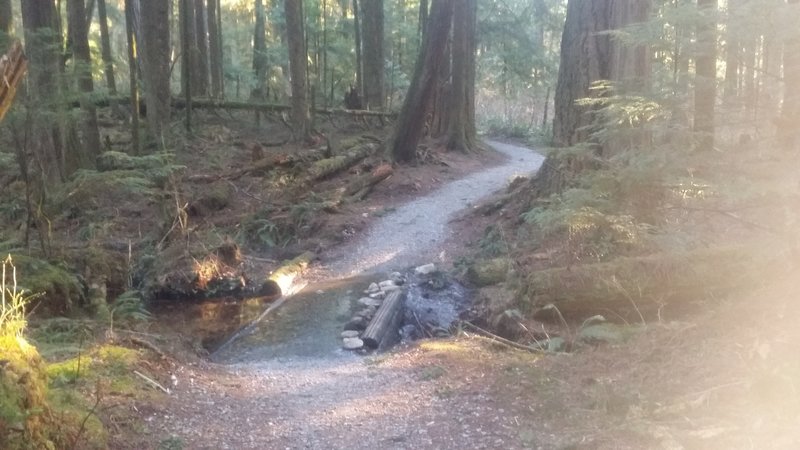 This bridge is always under water! Someone lined it with big rocks so you can get across without getting wet feet.