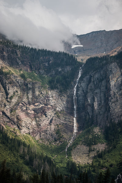 Amazing waterfall above Avalanche Lake.