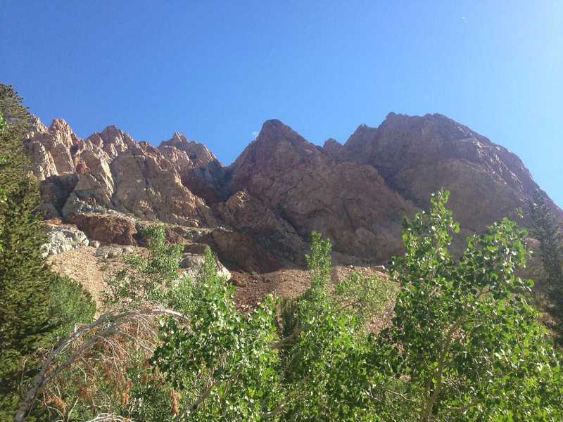 The captivating, colored Piute Crags.