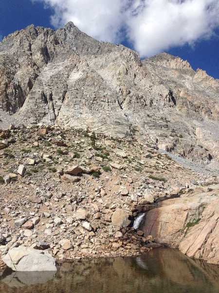 A small cascade and pond below an unnamed peak, taken just below the outlet of Loch Leven.