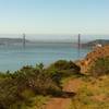 A spot on the trail with the Golden Gate Bridge in the background.