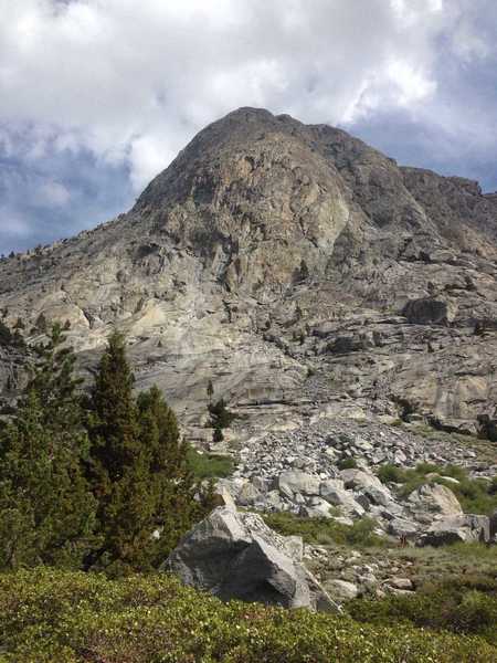A great, granite dome as seen from the Piute Canyon Trail.