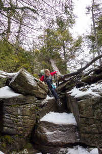 Having fun while heading down to Jimmy Dolan Notch.