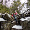 Having fun while heading down to Jimmy Dolan Notch.