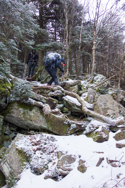 Descending West Kill Mountain on the Devil's Path Trail.