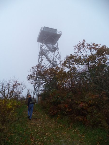 David entering Frying Pan Mountain Lookout Tower.