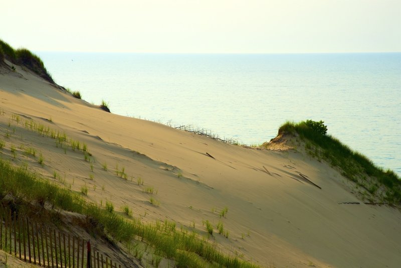 Sweeping views of Lake Michigan from the top of Mt. Baldy during a ranger-led tour.