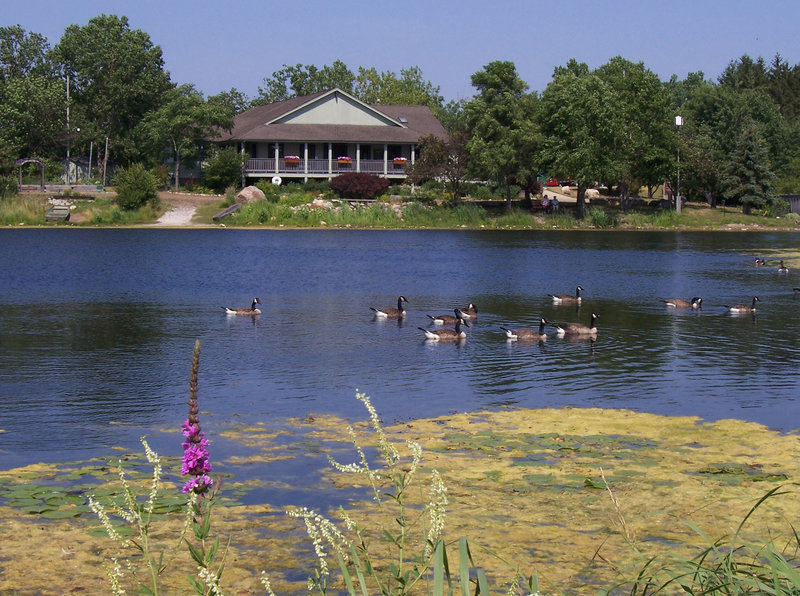 A view of the Nature Center from the Lake Katherine Loop