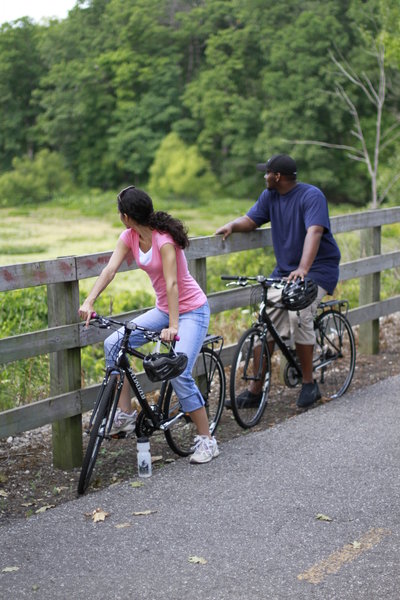 Taking a break along the Oak Savannah Trail.