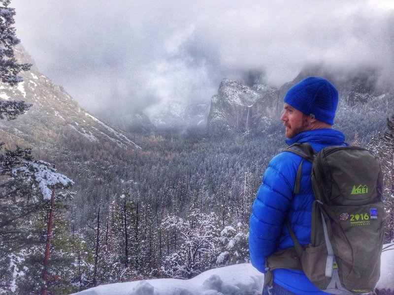 Rocking the REI National Parks Centennial Pack overlooking Yosemite Valley