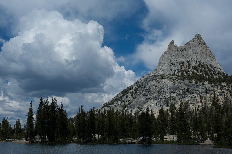 Cathedral Peak and Upper Cathedral Lake.