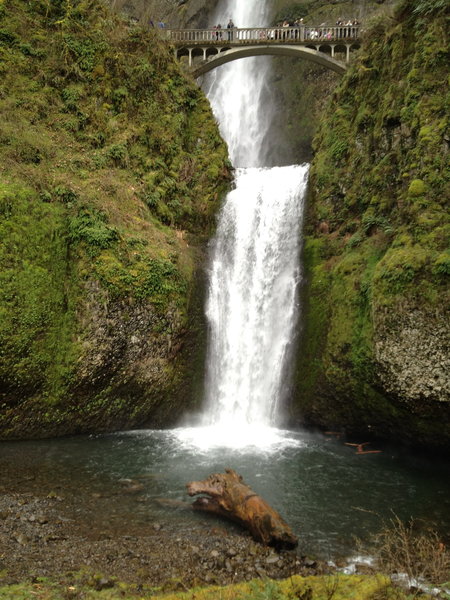 Multnomah Falls from below.