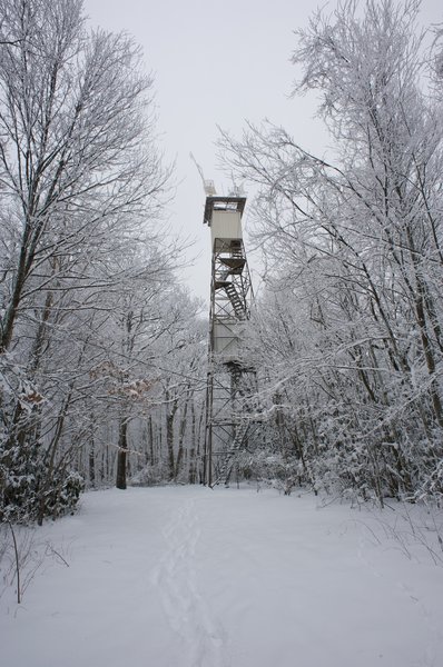 Air quality monitoring station at the old Cove Mountain Fire Tower.