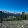 A view of Dana Meadows and surrounding peaks from the saddle of Gaylor Peak.