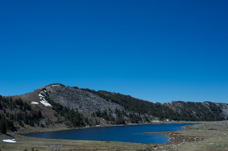 Middle Gaylor Lake from the trail to Upper Gaylor Lake.  Snow can be found in the area, even in June.