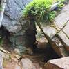 The trail passes under this giant rock slab.