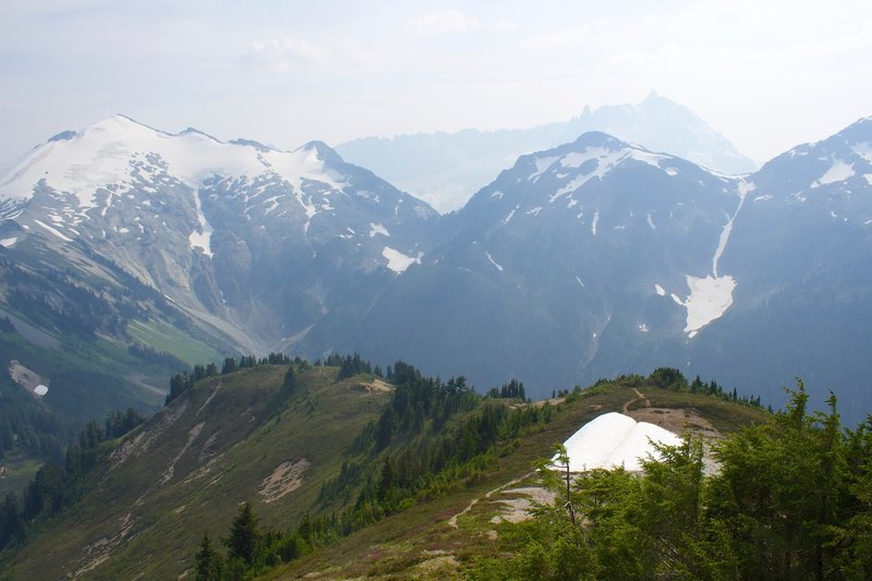 View of Mt. Ruth and Mt. Shuksan from Hannegan Peak in August.