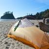 Camping at Second Beach.  Very crowded with tents set up every 20 feet or so the entire length of the beach.