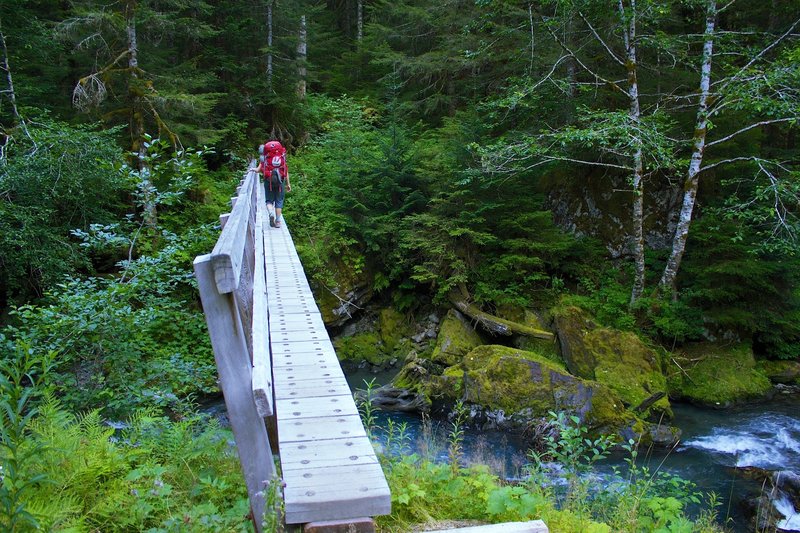 Narrow bridge just before entering the Enchanted Valley.