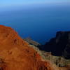 Amazing red color, steep drop off at edge of trail