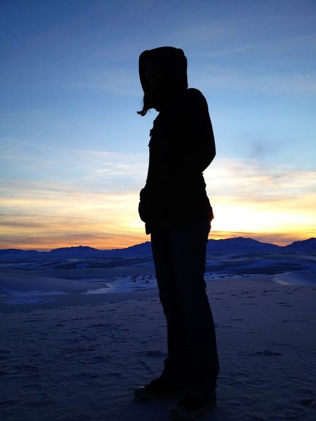 Heather in silhouette.