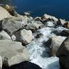 Water below the footbridge as it makes its way into the Hetch Hetchy Reservoir in the fall.