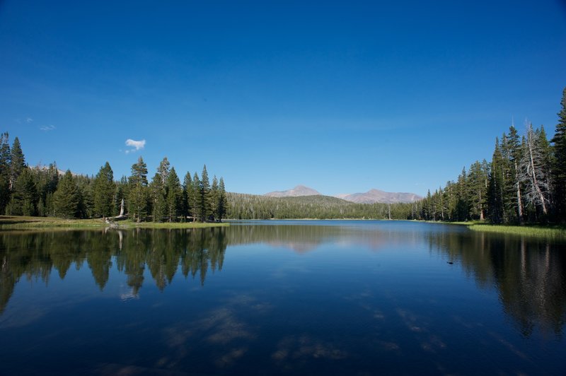 Dog Lake with other high sierra peaks in the background.