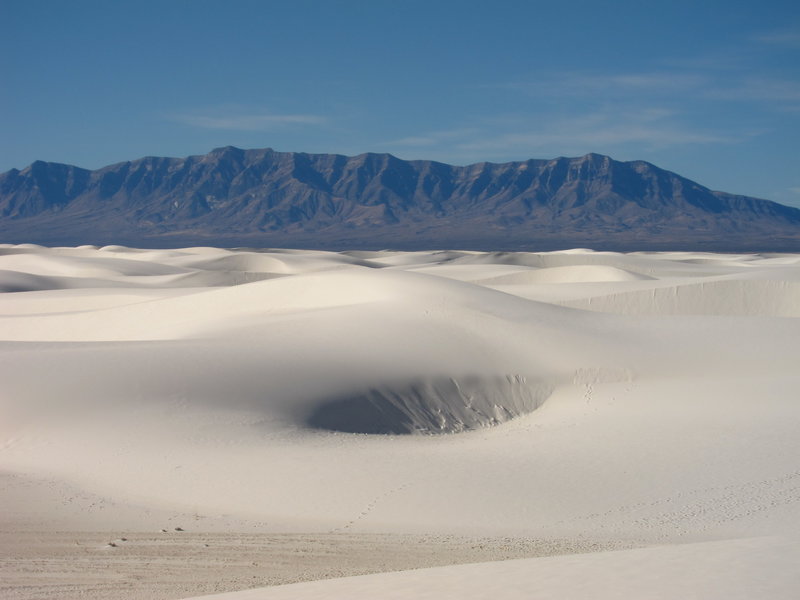 The dunes and the San Andres Mountains.