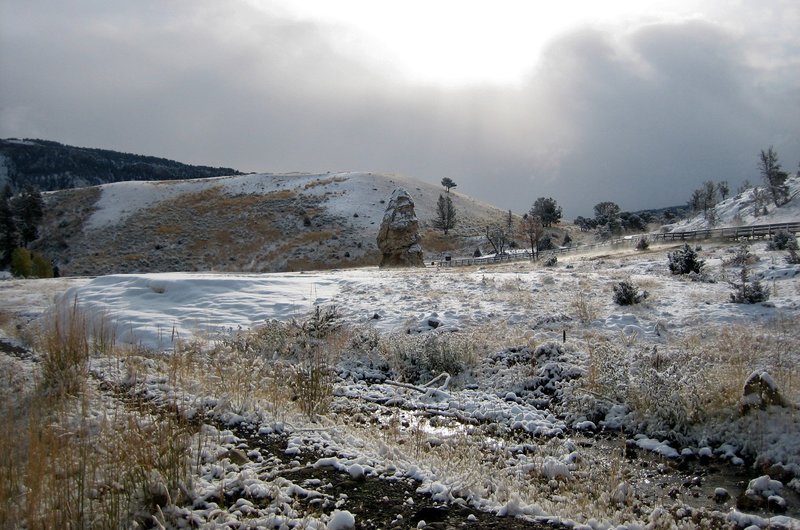 The Beaver Ponds trailhead is near Liberty Cap (an extinct hot spring cone).