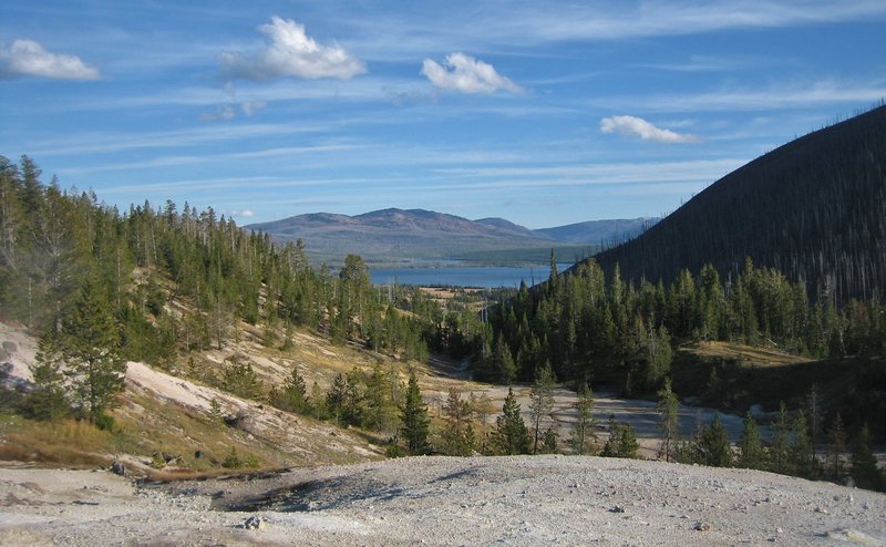 A classic Yellowstone view down the Witch Creek drainage to Heart Lake.