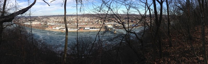 Overlooking the Allegheny River and New Kensington (C.L. Schmitt Bridge pictured) at mile 18 in Agan park.