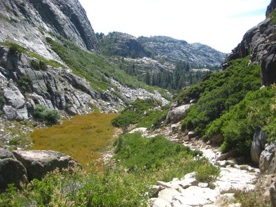 Hiking up the Bell Meadow Trail from Grouse Lake.